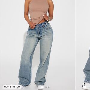 Fashion Nova Ain't That Sweet Tinted Baggy Jeans - Light Wash